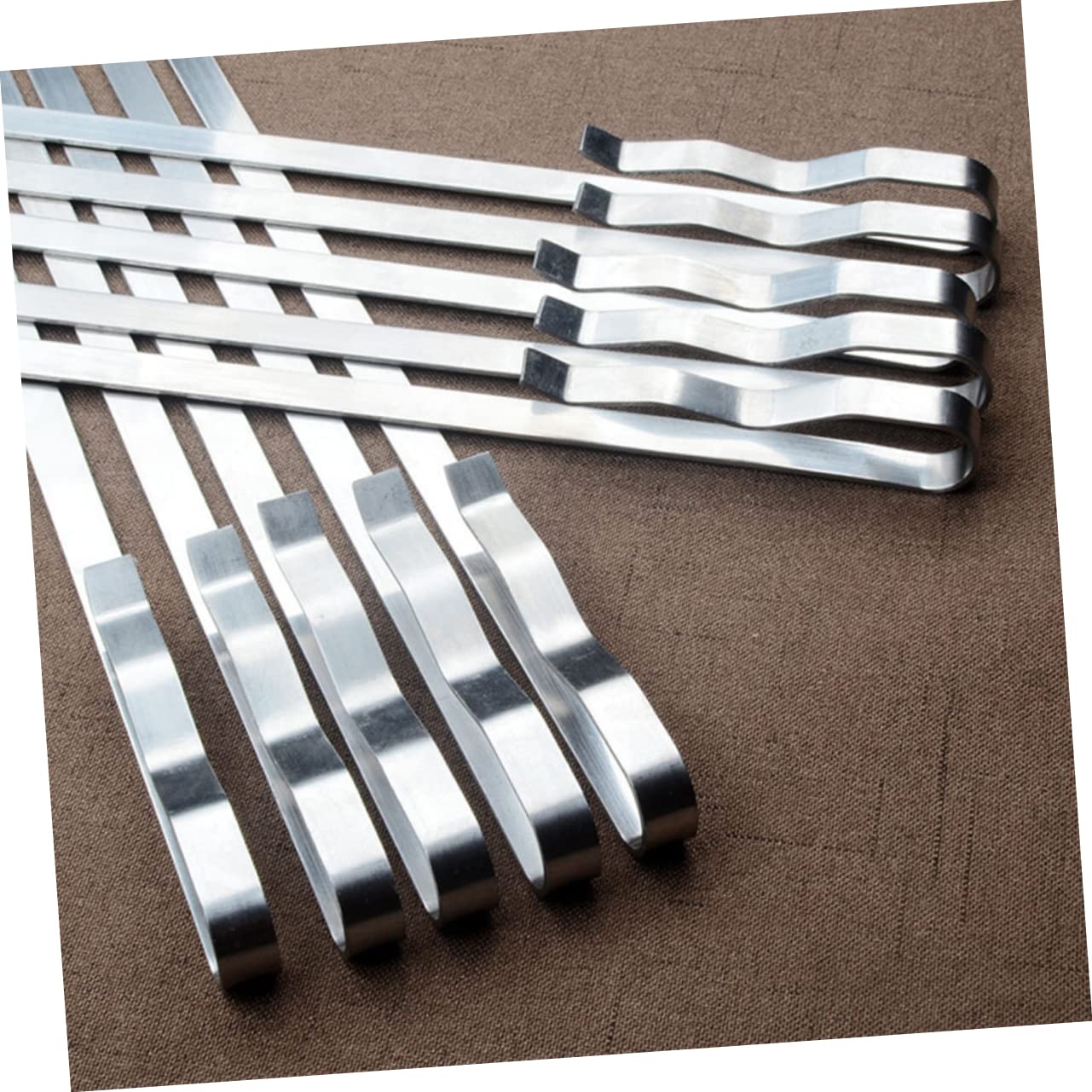 Abaodam 10pezzi Spiedini Per Barbecue in Metallo Resistente Da Set Di Spiedini Per Manico Sagomato Per Facile Impugnatura Cursore Integrato Per Sgancio Rapido Per Gamberetti Carne Verdure