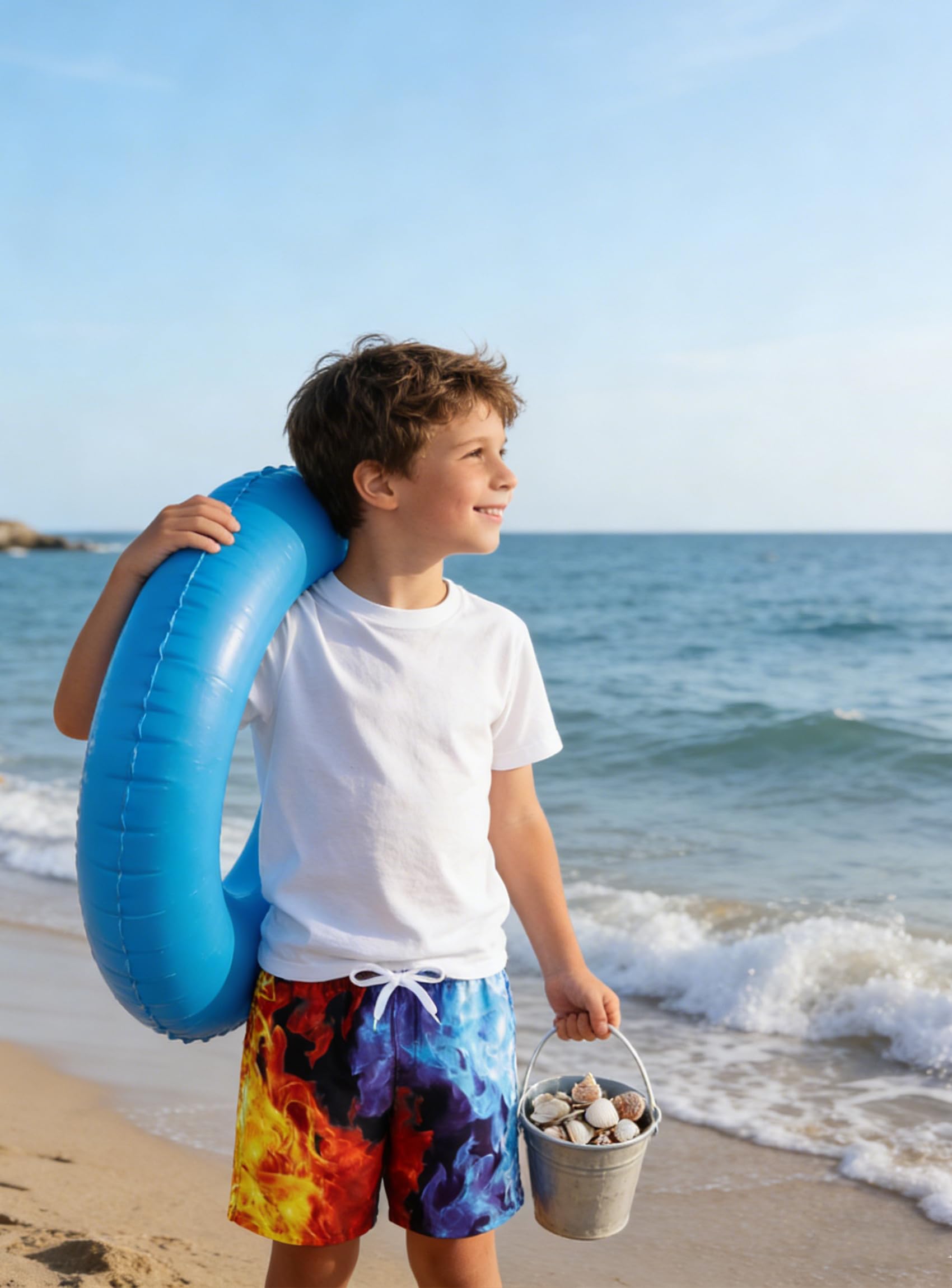 Kids4ever Pantaloncini da Bagno Bambino Ragazzi 3D Graphic Costume da Bagno Estate Asciugatura Veloce Pantaloncini da Spiaggia con Fodera in Rete 6-14 Anni