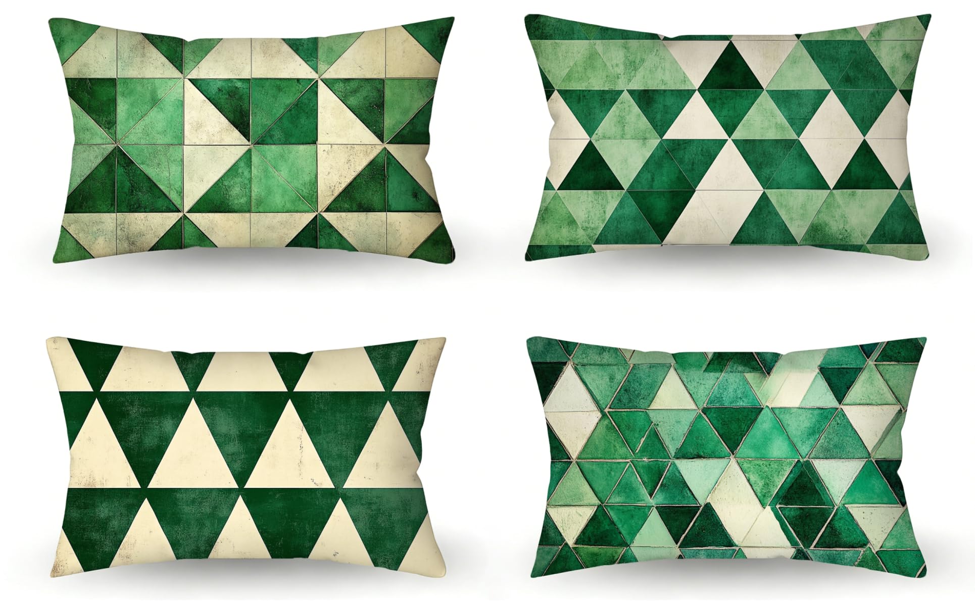 Poszewka na poduszkę 50x80 Zestaw 4 poduszek zewnętrznych zielona poszewka na poduszkę Aksamitne poduszki Sofa Geometria Poduszki dekoracyjne, wodoodporna poszewka na poduszkę, dekoracja wiosenna