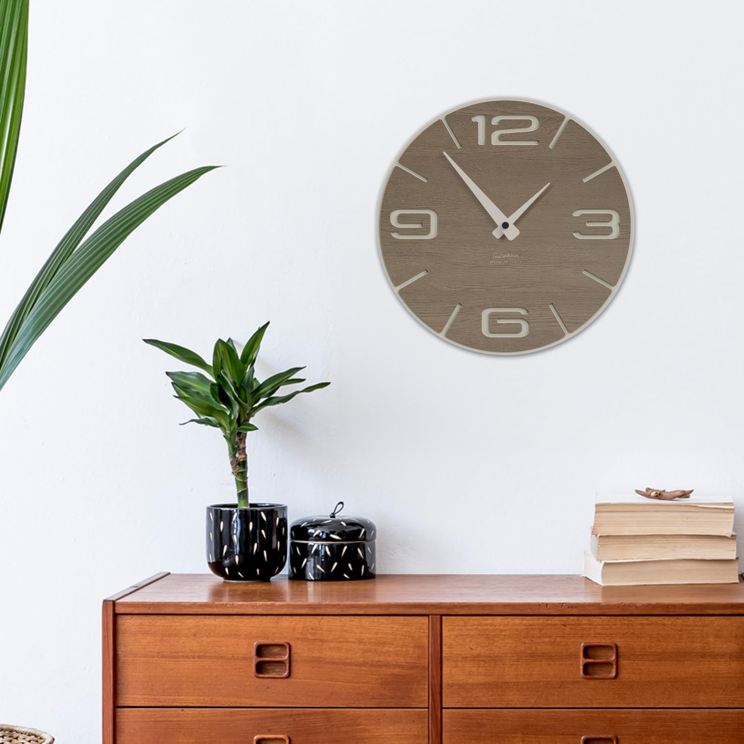 Giallobus - Premium-Uhr - Simple Relief - MDF-Holz - Premium 45x45cm - n.10 Oak - Italienisches Handwerk – geräuschlos – Geschenkidee – modern