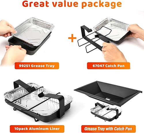 Miniatura 3 de Uniflasy Bandeja de grasa 99251 con bandeja de captura 7515 y 10 revestimientos para bandeja de goteo para Weber Genesis Silver A, Old Spirit 200