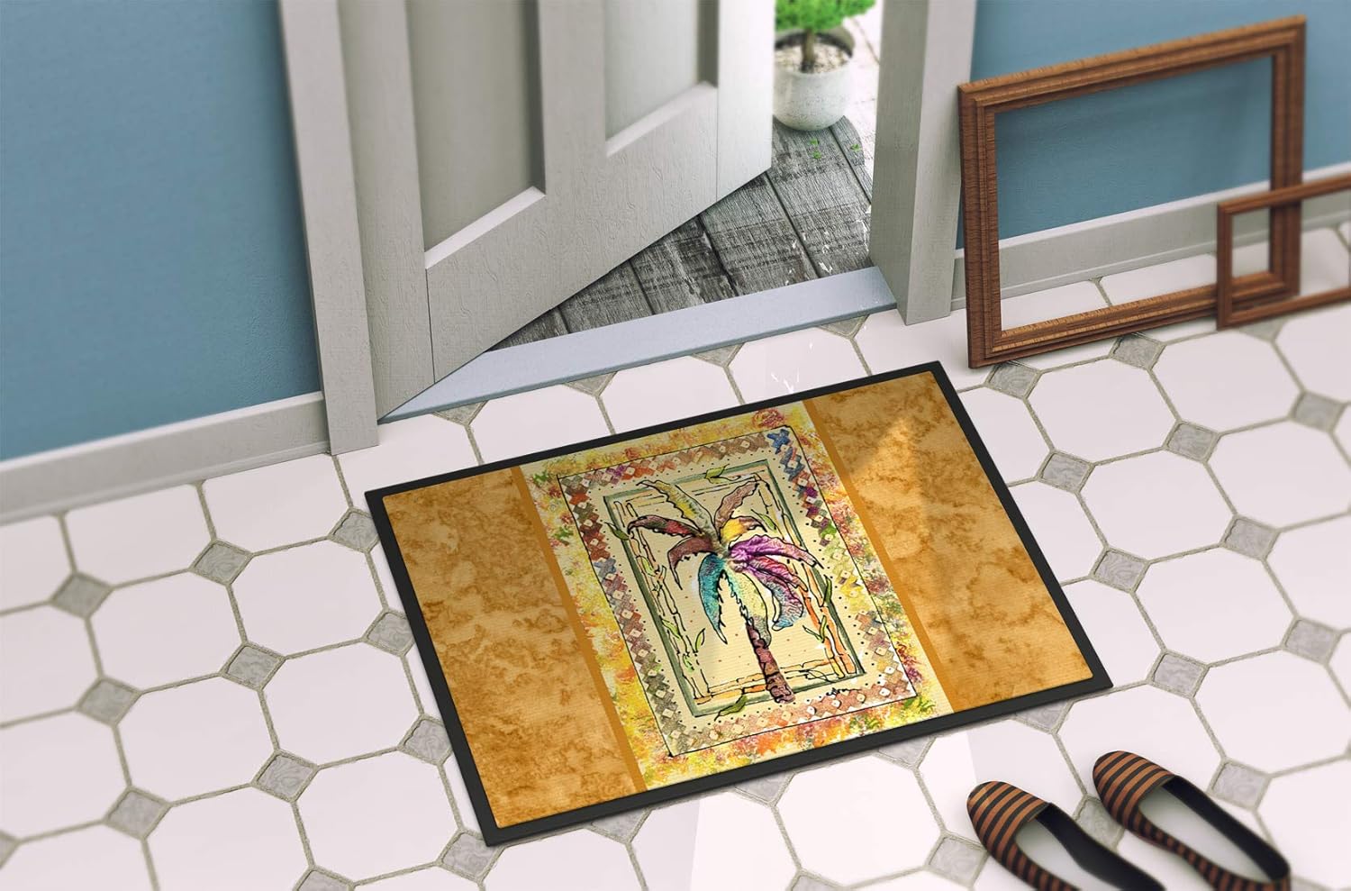 Caroline's Treasures 8614JMAT Palm Tree Indoor or Outdoor Doormat, 24" x 36", Multicolor