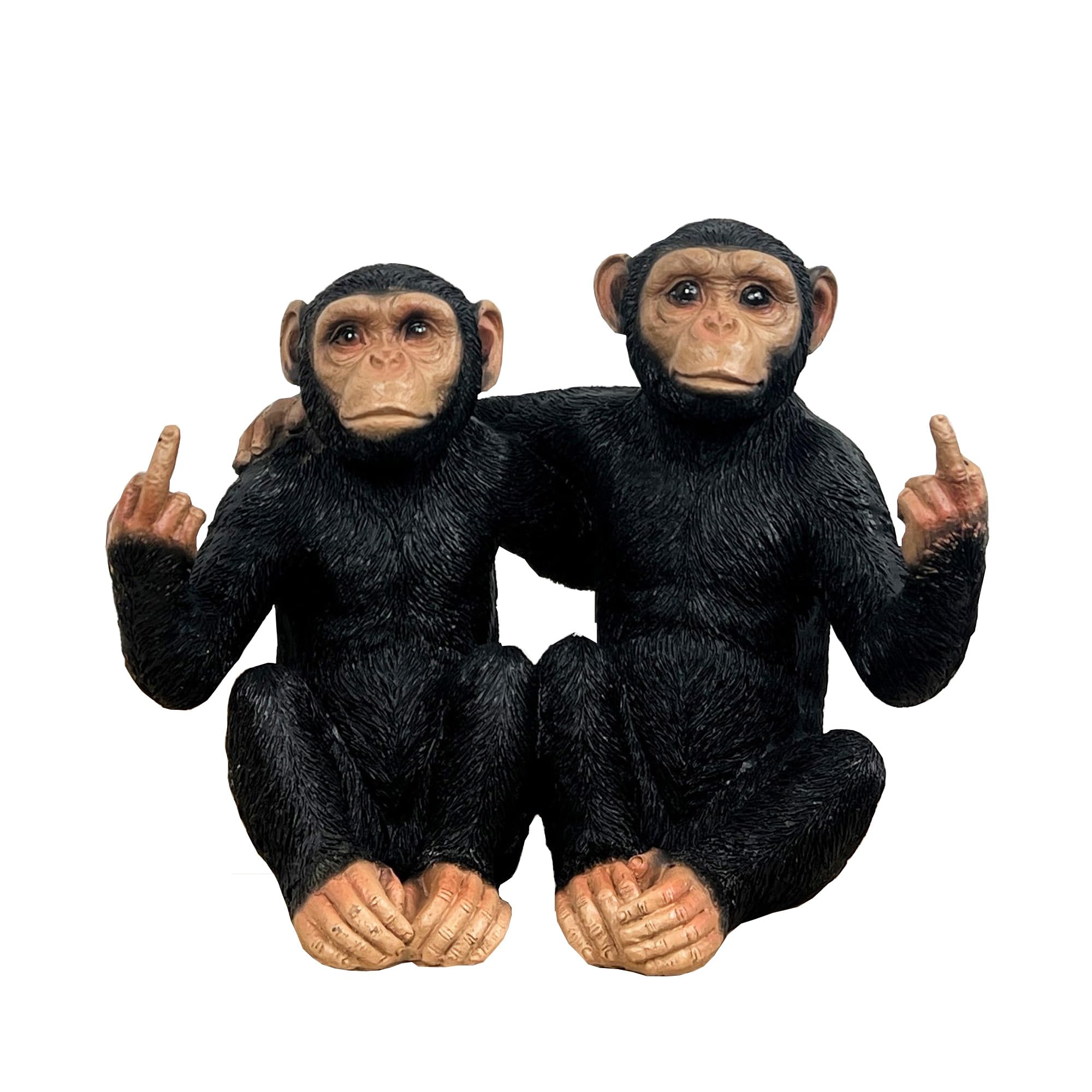 Alfie Francis Black (Length) Pair Of Rude Monkeys Giving The Middle Finger/Up Yours Hand Gesture Ornament Statue Figurine Gift 19.5Cm