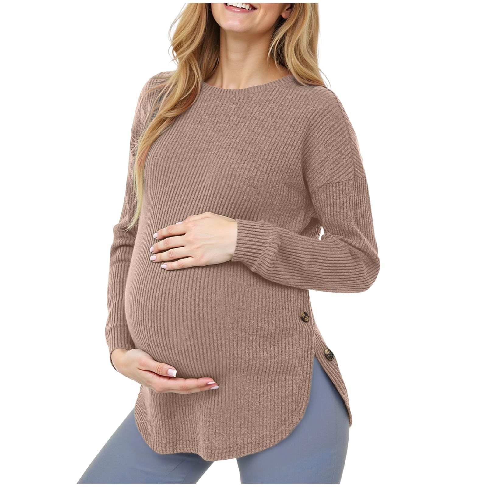 Umstandspullover Damen Langarm Schwanger Oberteil Umstandsmode Gestrickt Tuniken Gestrickt Schwangerschaft Pullover Oberteil Baumwolle Stillpullover Stilltop Stillshirts Sweatshirt Freizeitkleidung