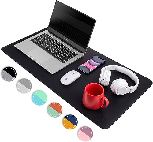 Almohadilla de escritorio de cuero de doble cara, 2021 actualizada para laptop, alfombrilla de mouse, antideslizante, para escritura/pintura,