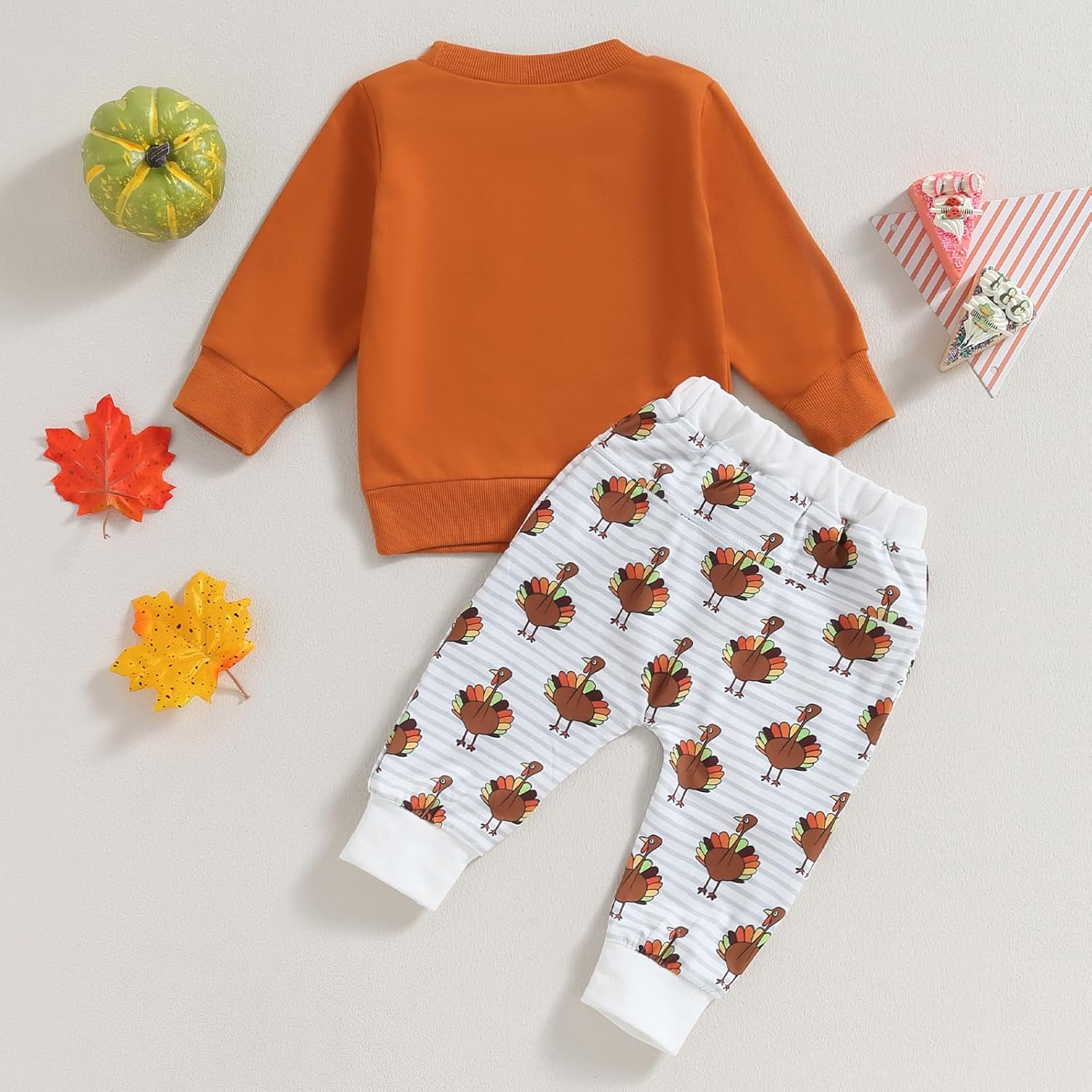 Toddler Baby Boy Thanksgiving Outfit Gobble Long Sleeve Sweatshirt Turkey Pants Set 2Pcs Thanksgiving Clothes - Image 3