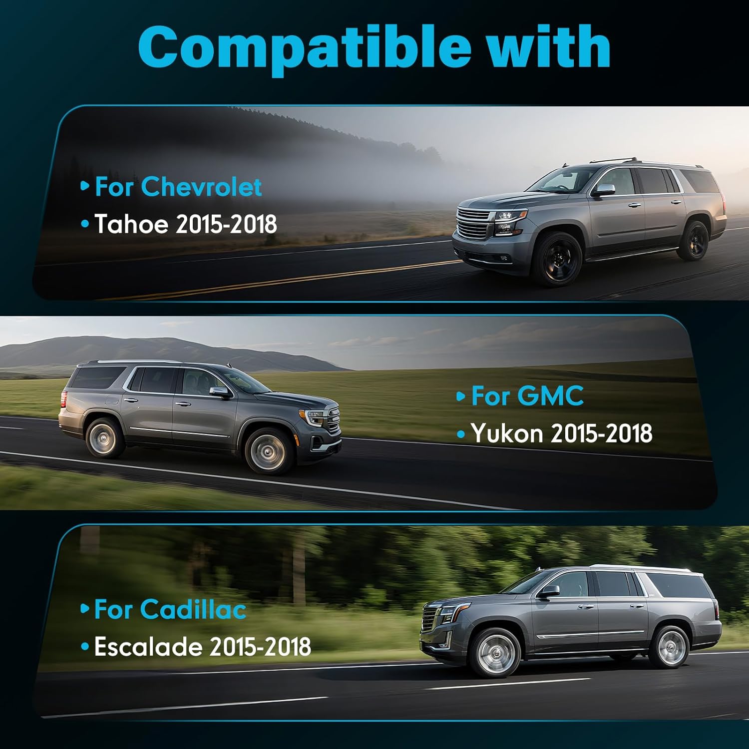 2PCS Rear Door Applique Molding Compatible with Cadillac Escalade,Chevrolet Tahoe,GMC Yukon 2015-2018,Rearward Window Trim Molding Driver &Passenger Side 926-245 925-246