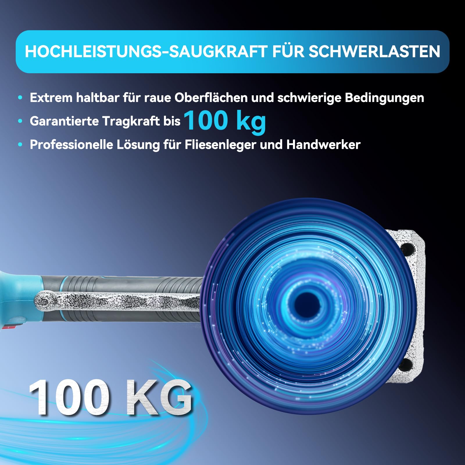 Vibrador de azulejos profesional para sistema Makita de 18 V, fuerza de sujeción de 100 kg, ventosa de 13 cm, velocidad de 5 niveles, ideal para cerámica, piedra natural y cristal (30-260 cm