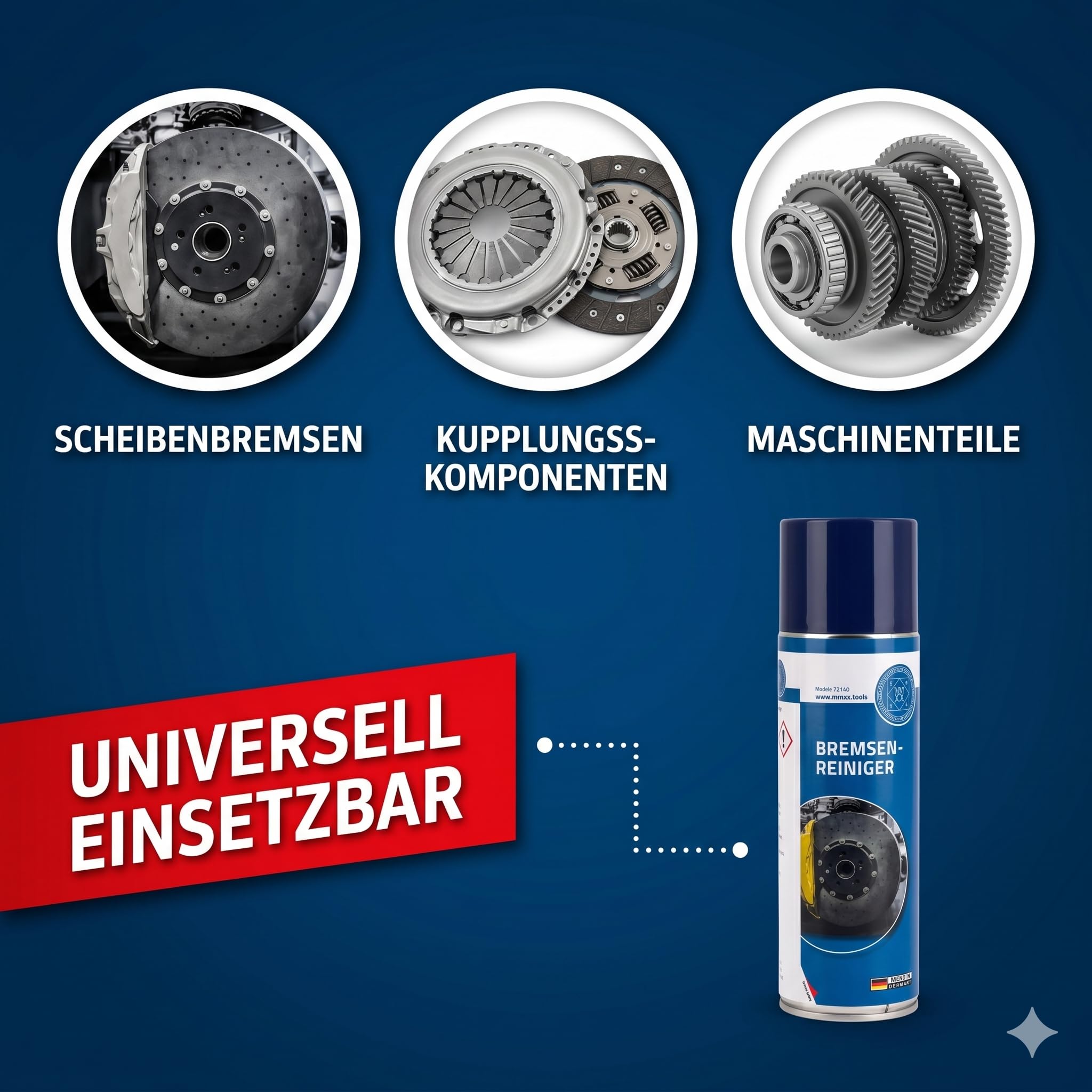 MMXX Bremsenreiniger Spray 12x 500 ml | Hochleistungs-Entfetter, Teilereiniger, Kaltreiniger & Montage-Reiniger | Rückstandsfrei & Schnellflüchtig | Made in Germany, Industriequalität