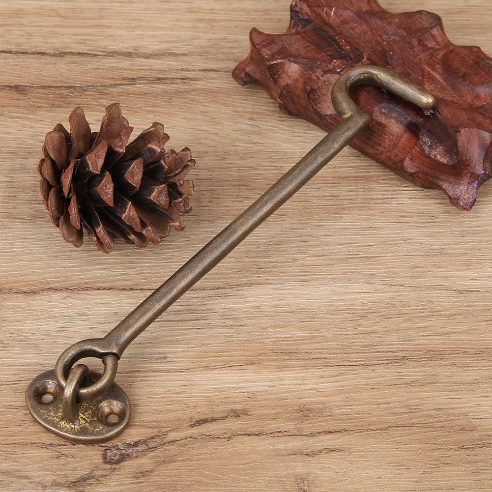 Barn Door Lock Gate Latch, Heavy Duty Brass Window Latches with Hook Eye Design for Closet Doors, Porch Fence, Cabin and Sliding Barn Doors
