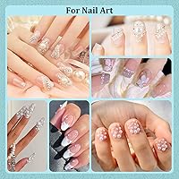 Vista 4 de BELLEBOOST 50g Juego de Perlas Planas y Diamantes de Imitación 1-Rosa y Blanco, Tamaño Mixto 3-10mm, Resina, Diamantes de Imitación y Medias Perlas