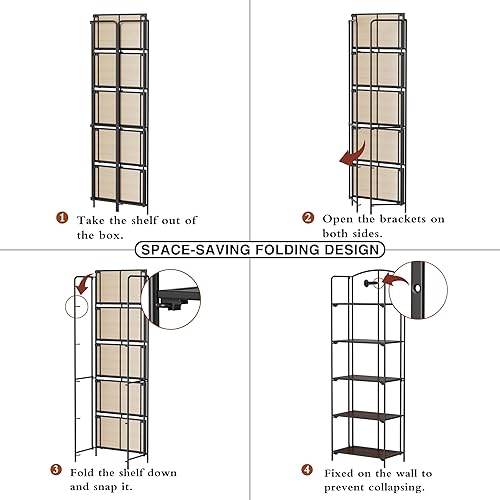 Miniatura 140 de Crofy - Estantería plegable sin montaje para sala de estar, estante plegable blanco de 5 niveles para oficina en casa, organizador de almacenamiento