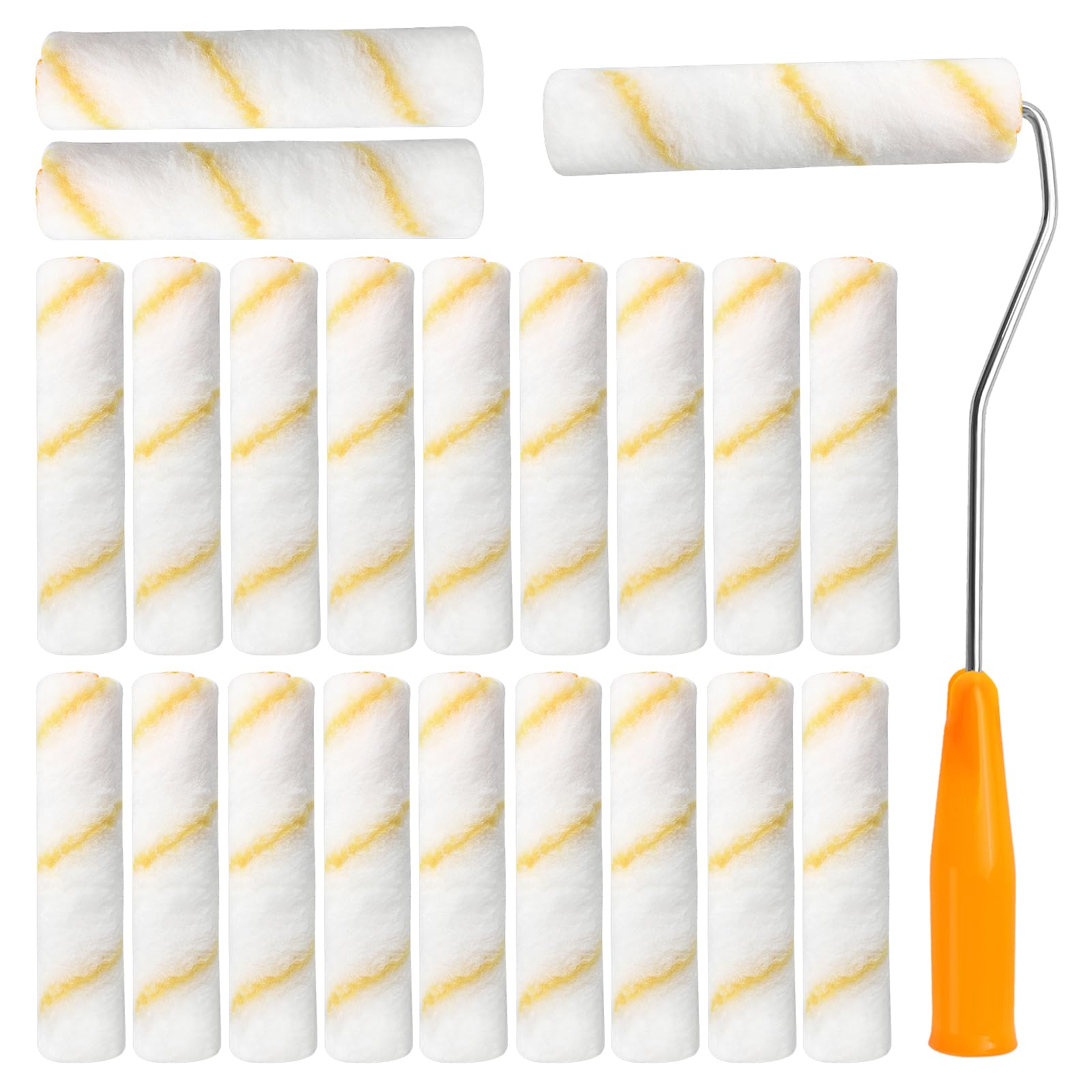 20 sztuk małych wałków malarskich 10 cm z uchwytem, zestaw wałków malarskich do farb ściennych, małe wałki malarskie, profesjonalne wałki malarskie, wałki lakiernicze do lakierów na bazie wody i lekko