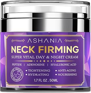 ASHANIA Neck Firming Cream: Hyaluronic Acid, Peptides & Adenosine Tighten Sagging Neck Skin, Hydrate & Lift Décolleté - Korean Anti-Aging 1.7oz