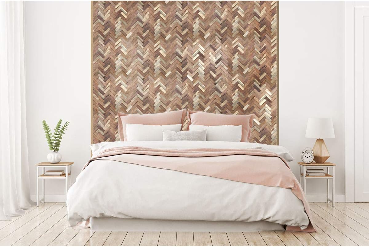 11 7/8"W x 11 7/8"H x 1/2"P Herringbone Boat Wood Mosaic Wall Tile, Natural Finish