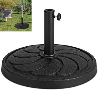 TANGZON Resin Parasol Base, 14KG/18KG/20KG Heavy-Duty Round Patio Umbrella Weight Stand with Adjustable Knob, 38MM/48MM Garden Parasol Sunshade Holder (18KG, 54 x 54 x 35cm, Black)