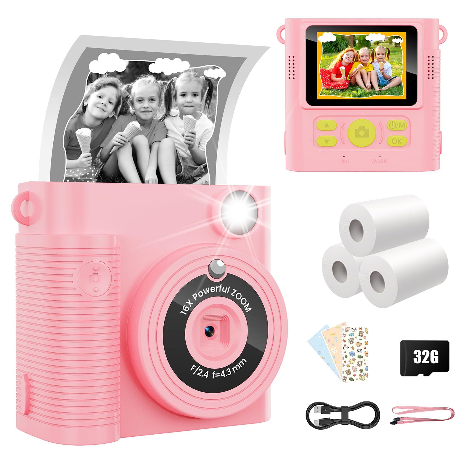 Amazon.com : WONNIE Kids Camera Instant Print,1080P Selfie Digital