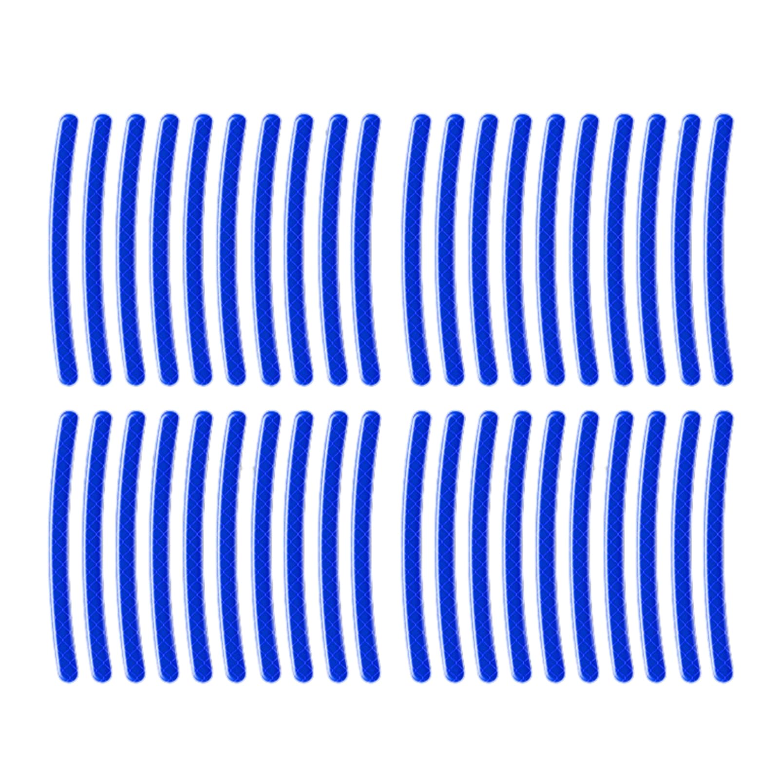 sugerou 20 Pack Reflective Wheel Stickers for Car Rims – Prismatic PVC Rim Tape for Night Visibility, Pre-Cut Safety Decals for 13-22 Inch Wheels Blue 40pcs
