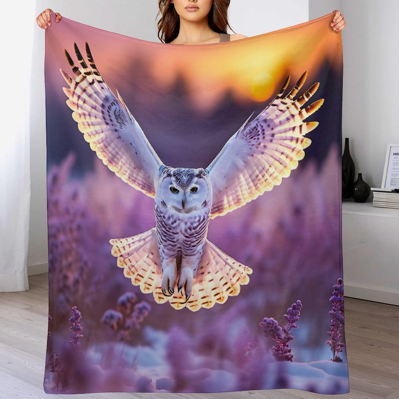 Couverture Polaire Hibou Flanelle - Plaid Chaud Épais Durable Canapé Lit 180x200