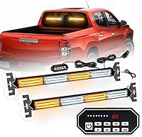 Vista 8 de Barra de luces estroboscópicas de advertencia intermitentes de emergencia de 2 x 17.7 pulgadas con controlador de pantalla digital, 20 patrones