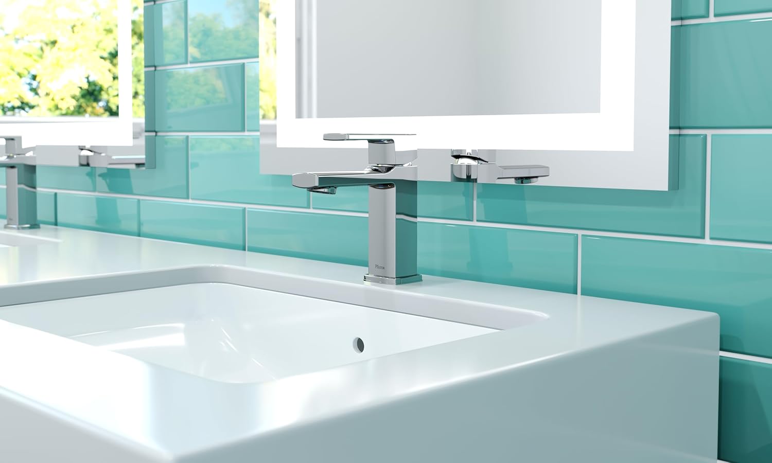 Pfister Deckard Single Control 4 Inch Centerset Bathroom Faucet with Push & Seal, Polished Chrome LG42DAPC