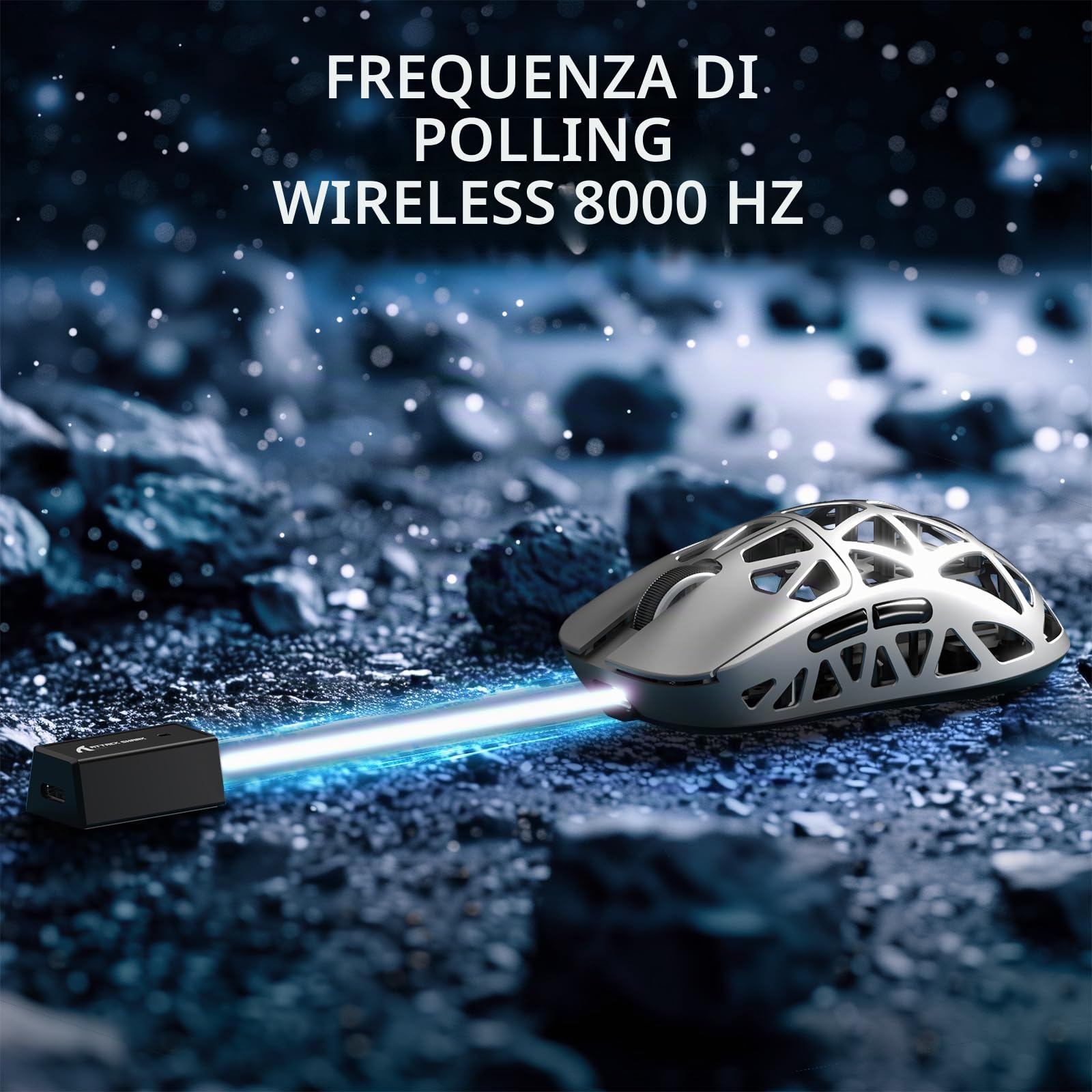 ATTACK SHARK R2PRO 45g SUPERLIGHT Gaming Mouse in Lega di Magnesio, PixArt PAW3950, 42000DPI, Wireless 8000Hz Tasso di Polling, G502 Mouse da Gioco, 2.4G/BT/Cablato, con Cavo a Spirale, PC/Mac, Grigio