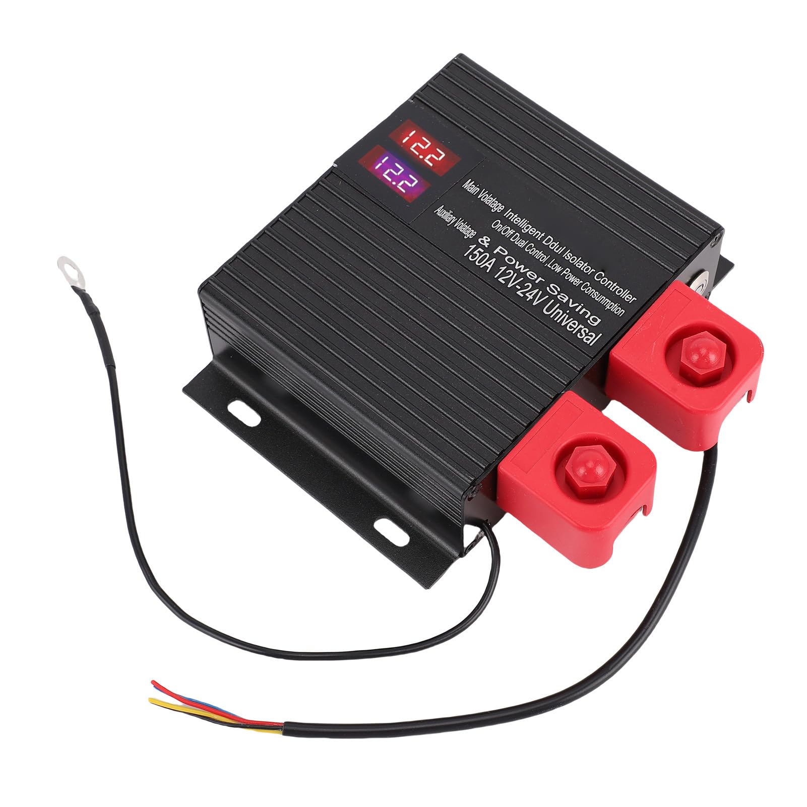 RiToEasysports Aislador Inteligente de Batería Dual, VSR Inteligente de 12 V 24 V en Aleación de Aluminio, Pantalla de Voltaje LCD, Desconexión Automática de 5 Segundos, Arranque de Emergencia, para