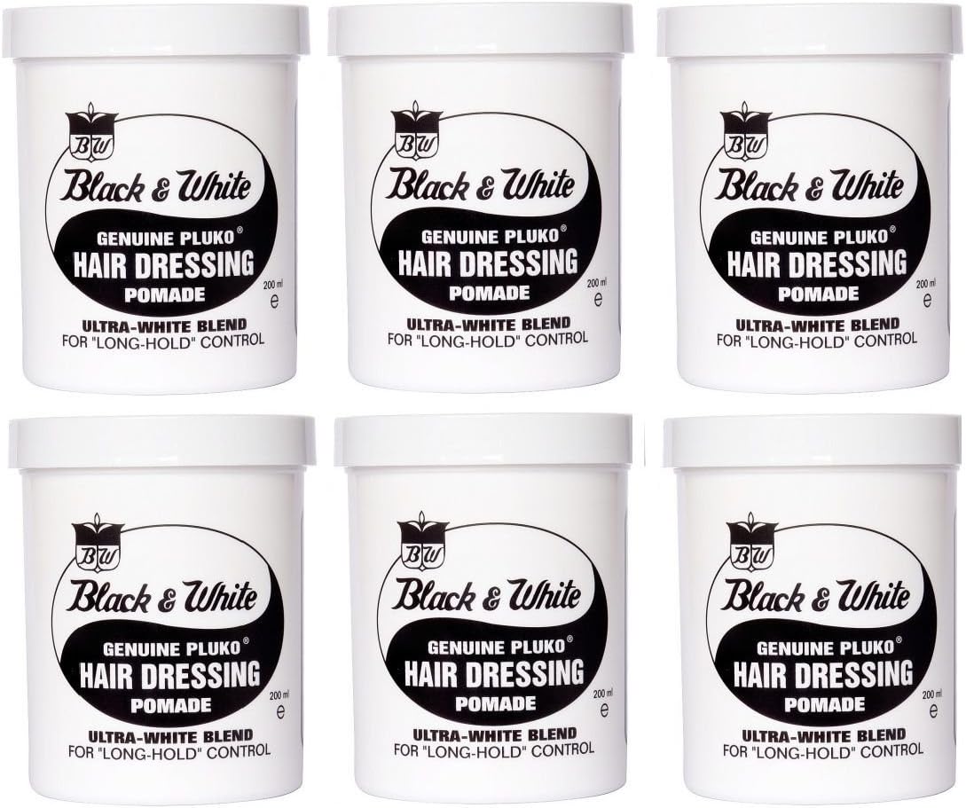 Black & White Genuine Pluko Hair Dressing Pomade 200ml x6