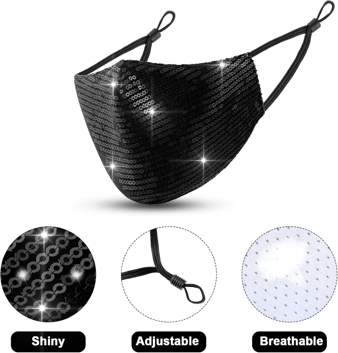 6 Pieces Rhinestone Bling Mesh Mask Sequined Chic Decorative Masquerade Face Coverings for Party Costume (Black, Silver, Gold, Purple, Pink, Blue) : Clothing, Shoes & Jewelry