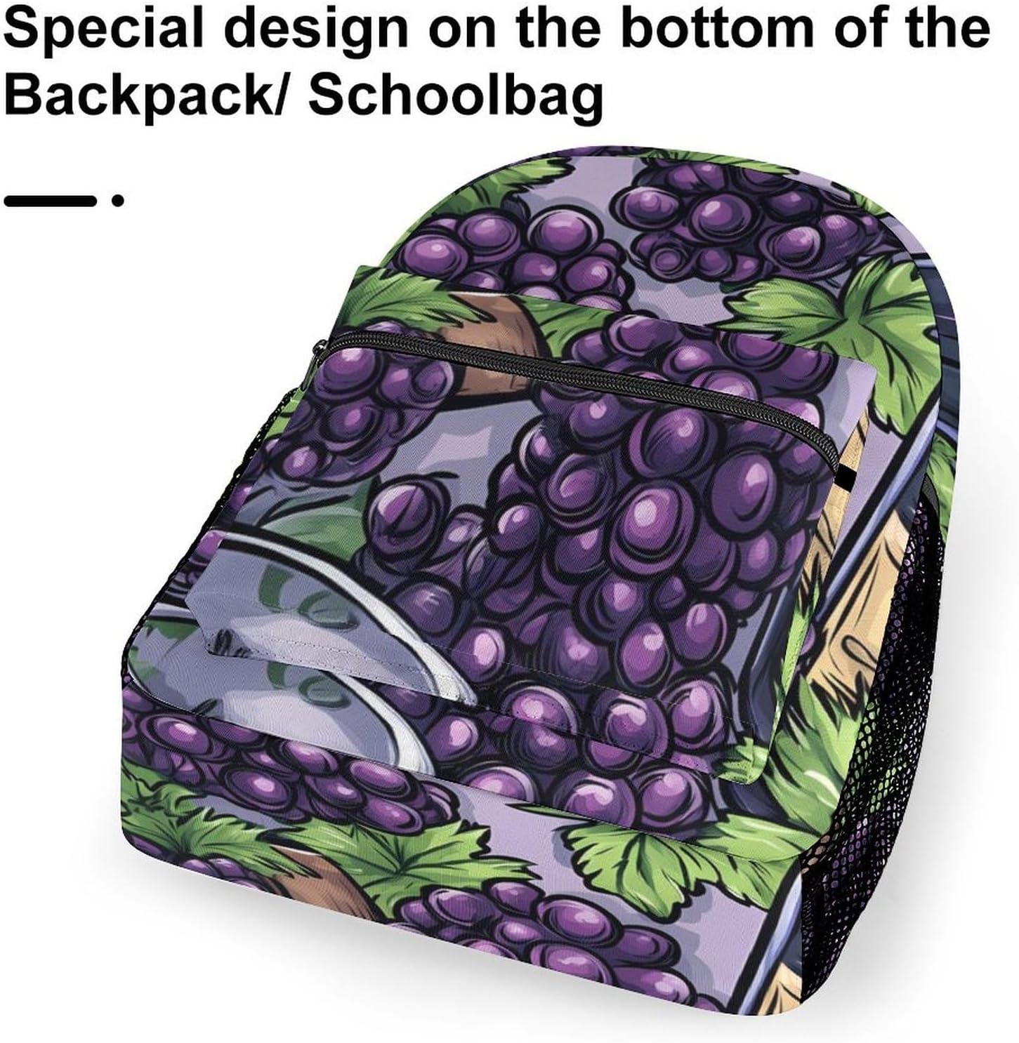 Wine Glasses Grape Bottles Unisex Backpack Casual Daypacks Lightweight Shoulders Bag for Camping Hiking Travel