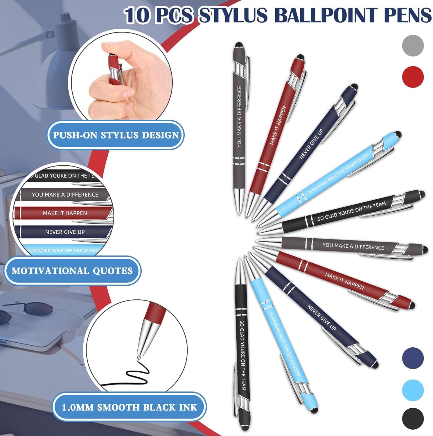 20 Pcs Employee Appreciation Gifts Bulk Thank You Leather Journals Inspirational Ballpoint Pens Motivational Notebooks Back to School Gift for Teachers Students Team Nurses Gifts (Inspirational) - Image 4