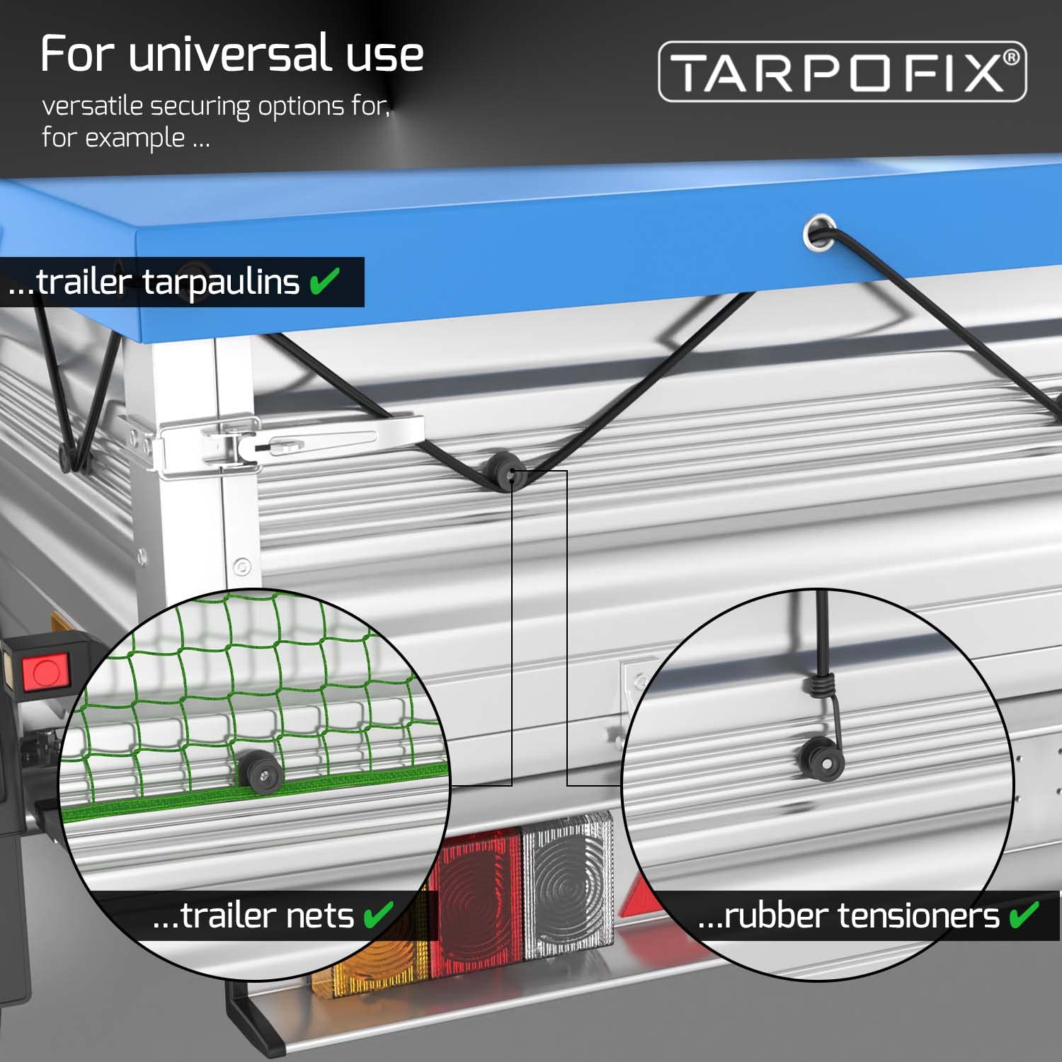 Tarpofix® Dekzeilen knoppen rond voor aanhangers dekzeil (20 stuks) - robuuste aanhangerhaken van hard kunststof - bevestigingshaken voor autoaanhanger, boordwand - ronde knoppen voor net- en