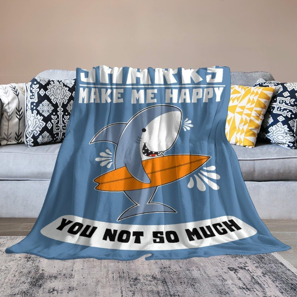 Miniatura 6 de Divertida manta de tiburón, regalos para niñas y hombres, manta de surf de tiburón para sofá, cama, forro polar de franela suave y cálida para niños