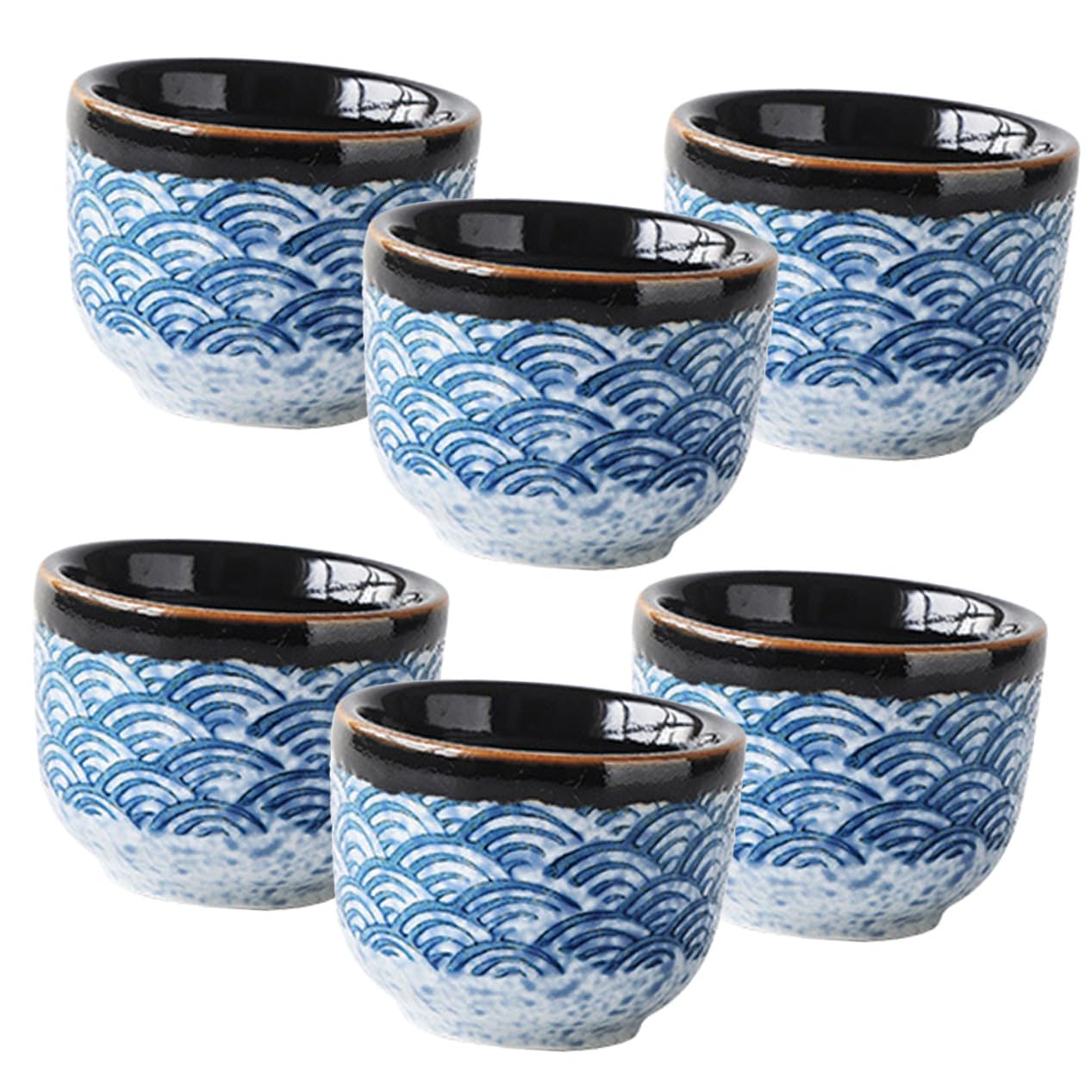 Lot de 6 Tasses à Thé Japonaises en Céramique au Design Simple et Rond, Multi-fonctionnelles et Sûres, Maison Bureau