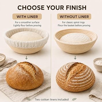 Sourdough Proving Baskets, 23cm Round & 25cm Oval Bannetons, Pack of 2