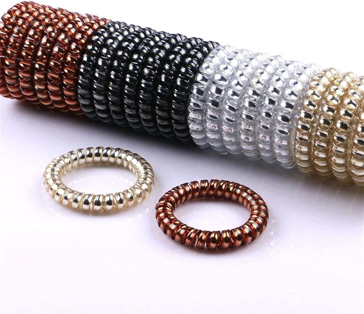 Haarspangen Haarschmuck Haargummis Haarbänder, 5er-Pack Frauen Gummiseil Elastische Haarbänder Spiralform Krawatten Kopfbedeckung Telefonkabel Linie Stirnband Schön (Color : S002) ( Color : S003 )