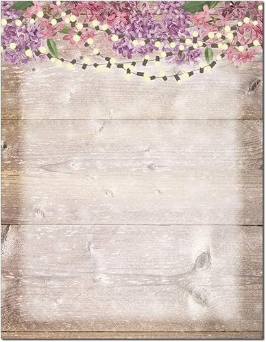 Fun Border Stationery - Hojas para membrete (22 x 28 cm, 60 unidades), diseño de bordes, Púrpura (Purple Flowers)