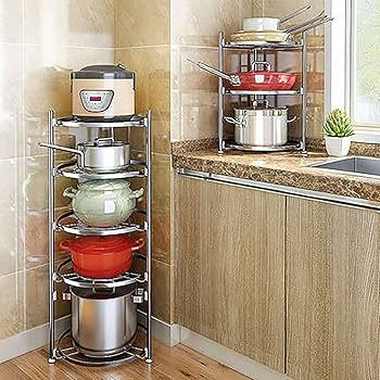 多機能 5層キッチンコーナーラック 防錆加工 食器棚 キッチン