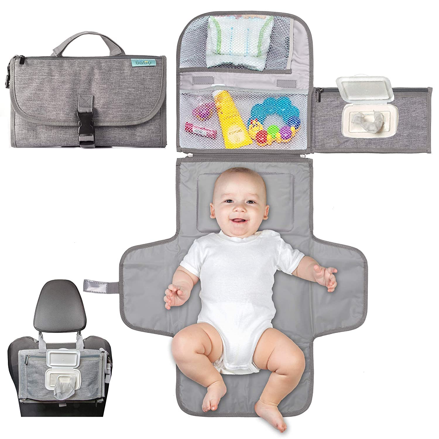 Matiko Baby Changing Mat with Organizer Bags, Foldable and Detachable Changing Pad for Baby Diaper Bag, Changing Table Pad. One-Hand Diaper Change Pad. Baby Shower Gifts (Pack of 2) Matiko Baby Changing Mat with Organizer Bags, Foldable and Detachable Changing Pad for Baby Diaper Bag, Changing Table Pad. One-Hand Diaper Change Pad. Baby Shower Gifts (Pack of 2)
