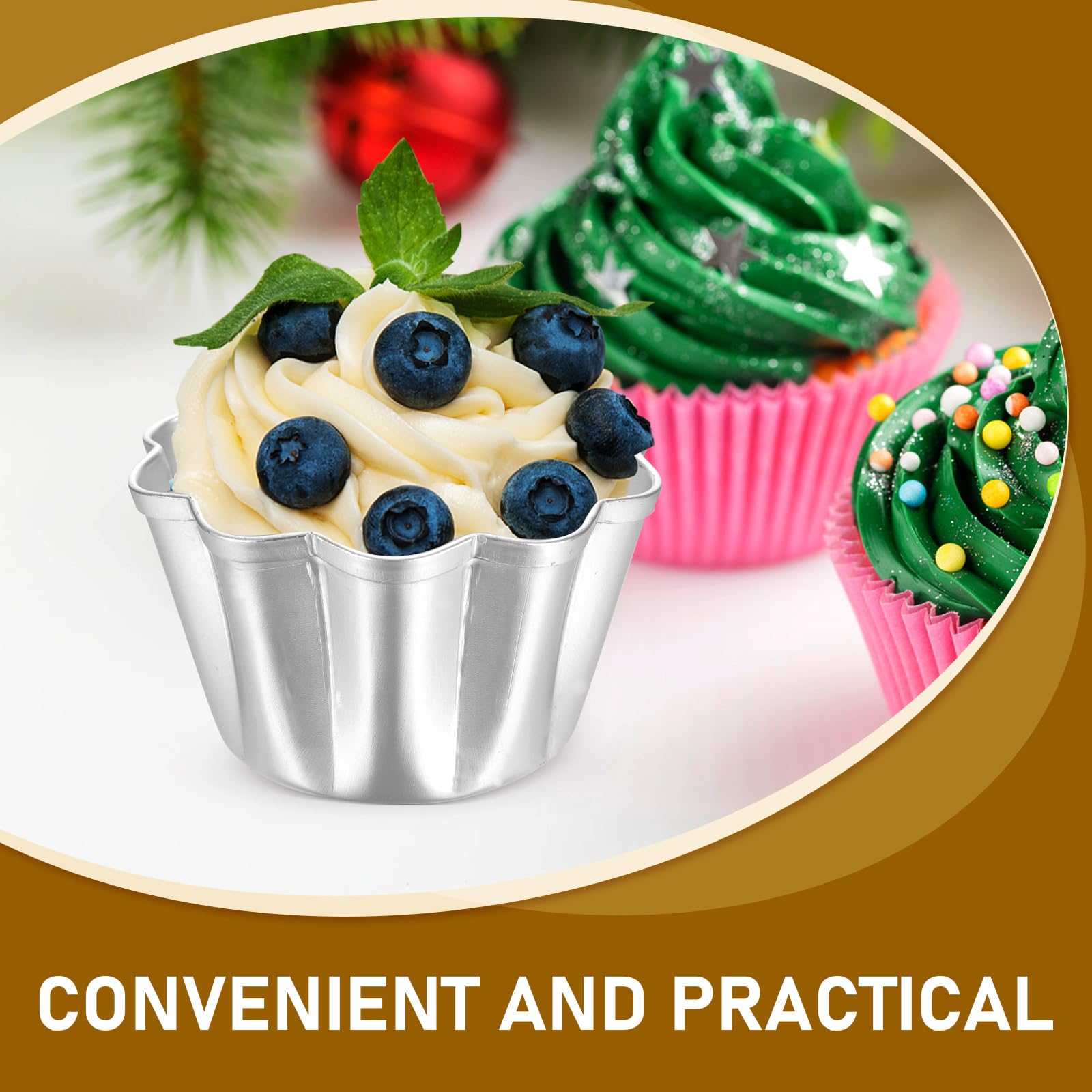 Luxshiny Juego de 2 moldes multifunción para hornear magdalenas y pasteles caseros, 6 unidades