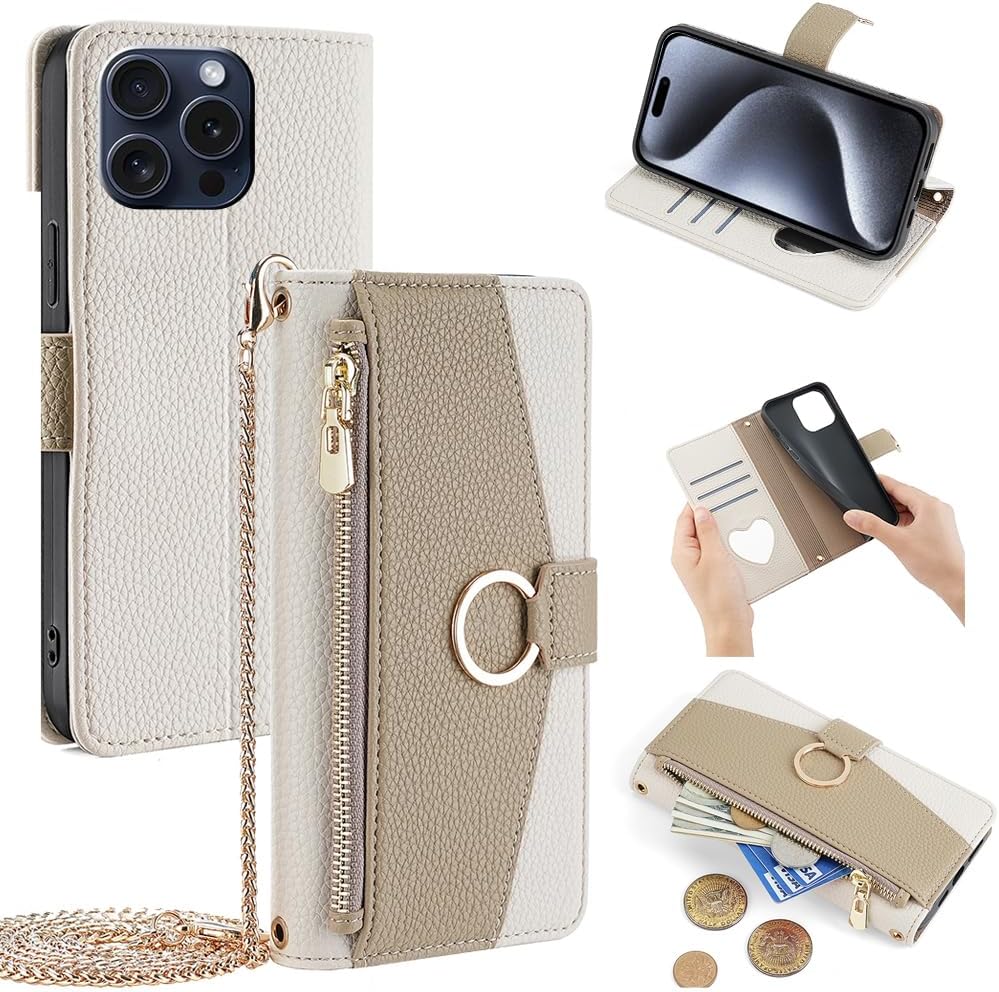 Case Cover Compatible with Nokia C20 Plus Lanyard Zipper Wallet【3 Card Slot】【Magnetic Clasp】 PU Leather Flip Stand White