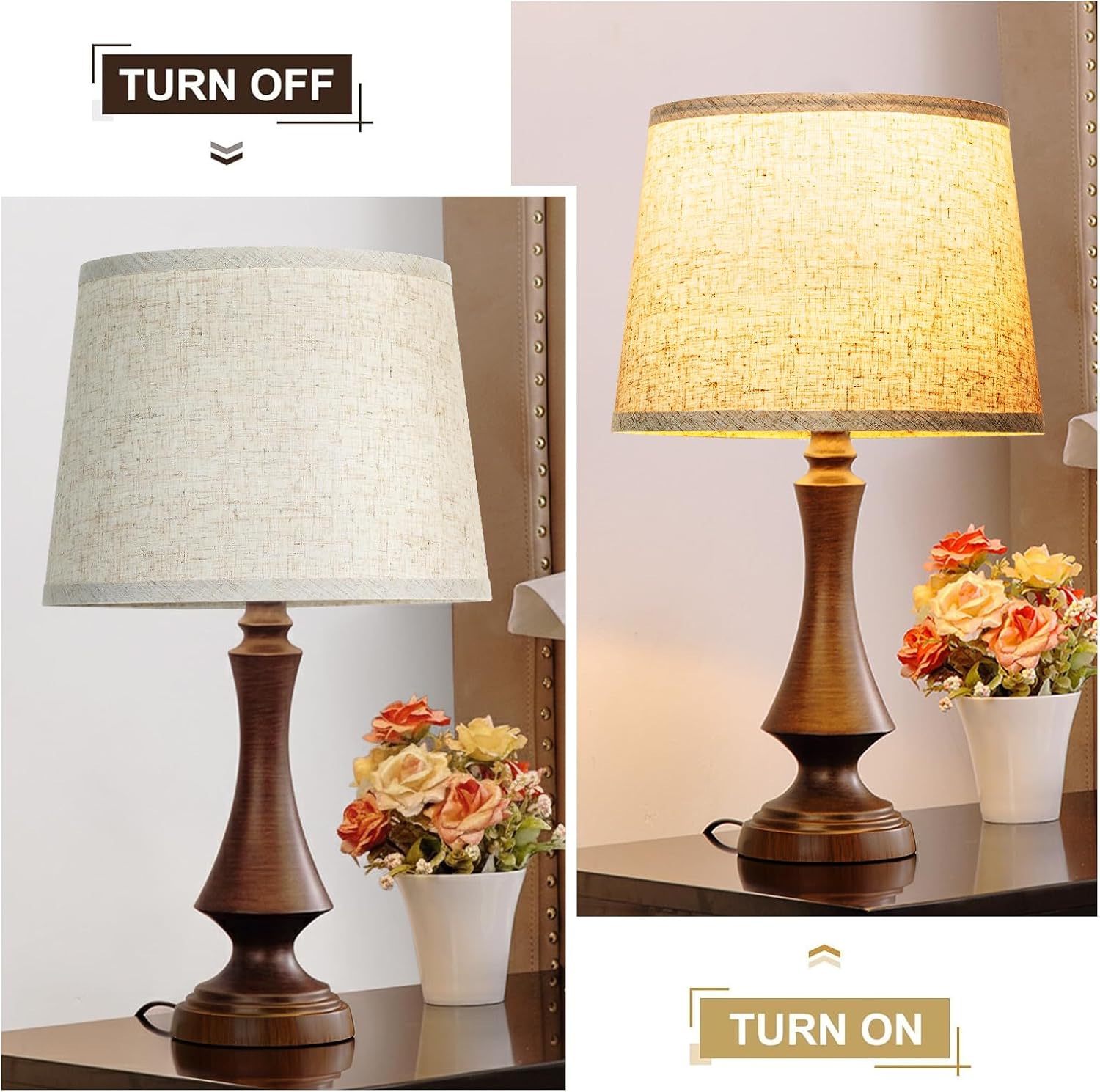 Lamp Shades Set of 2, Drum Lampshades 11" Top x 13" Bottom x 10" High, Replacement Beige Lamp Shades for Table Lamps with Spider Fitter, Natural Linen Lampshade for Floor Lamps, Easy Assembly Required
