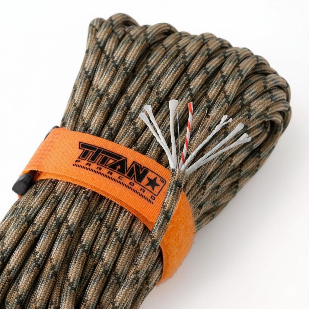 TITAN Survival Patented Paracord 550 - 25ft, 100ft, 500ft & Color Options - 620LB Strength Survival Paracord Military Spec with 3 Strands - Heavy Duty