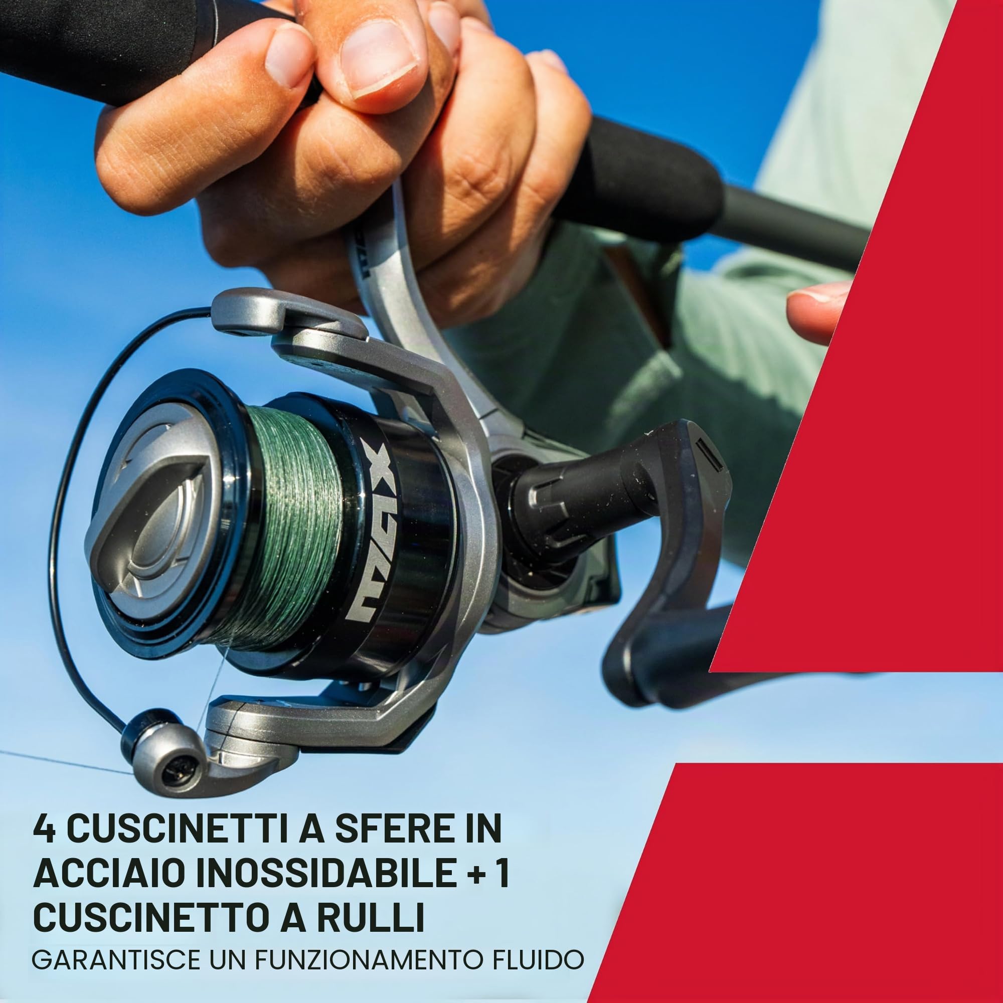 Abu Garcia Max X Mulinello da spinning, telaio leggero in grafite, design V-Spool, bobina in alluminio con treccia, funzionamento fluido per la pesca in acqua dolce e salata - disponible en tailles