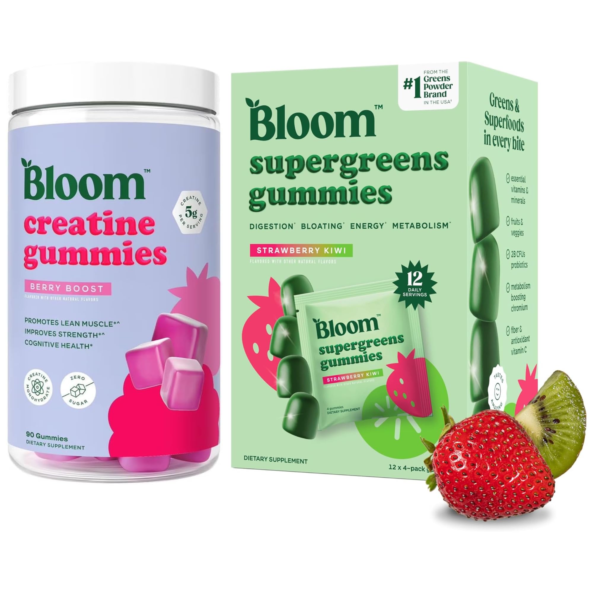 Bloom Creatine Gummies and Greens Gummies Bundle