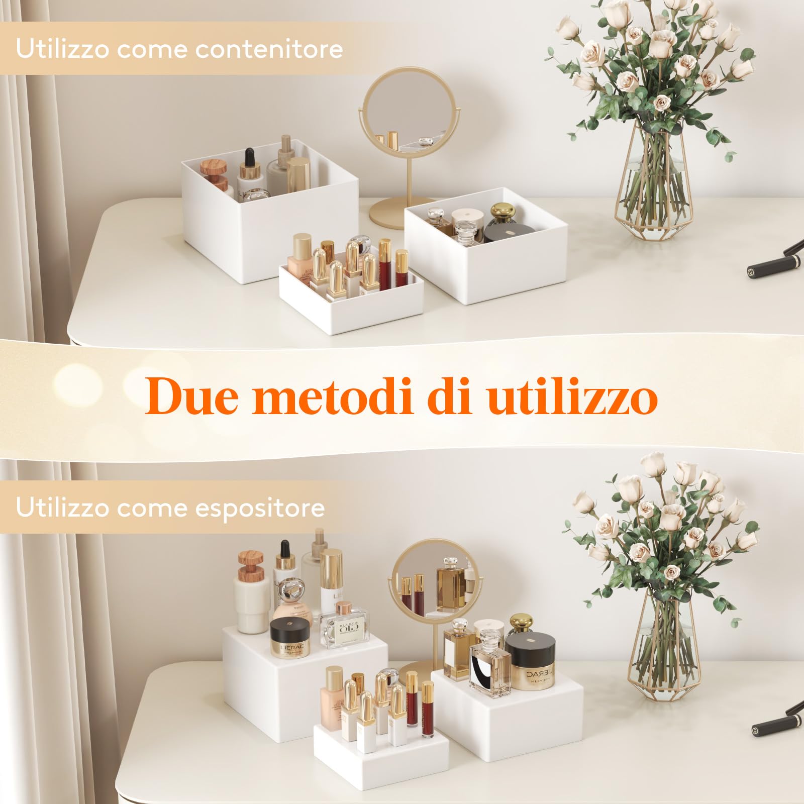 Lifewit Espositore da Buffet per Aperitivo, Supporti in Plastica per Torte, Dessert, Oggetti da Collezione, Gioielli, Supporto Cubico Annidabile, Bianco, Set di 6 (20/18/15 cm)