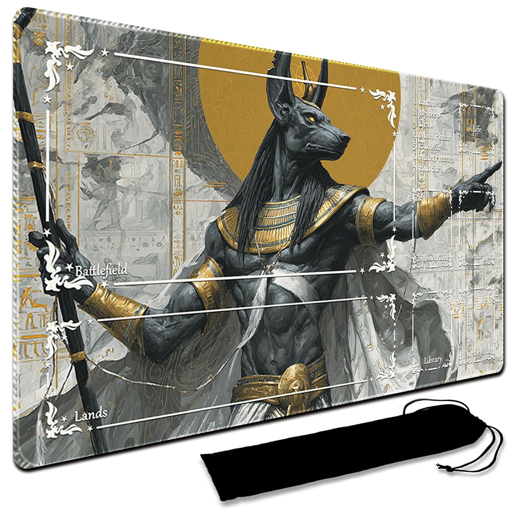 MTG Playmat,With Waterproof Storage black Bag Szie 60 x 35CM , With Zone MTG playmat Stitched Edges Game Play Mat Trading Card Game Playmats TCG Game Mat (With Zone,7)