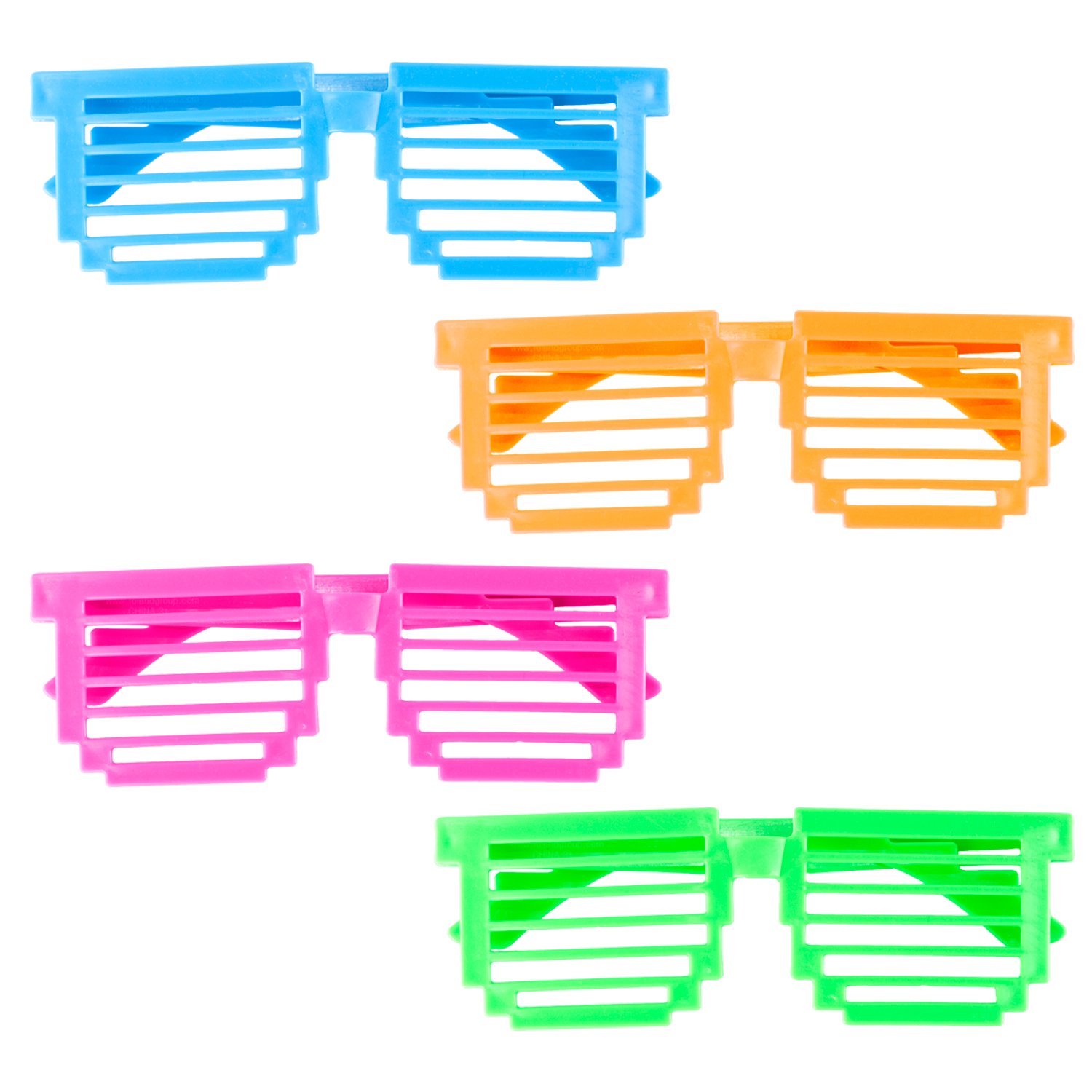 Super Z Outlet Plastic Color Assorted Square Shutter 80s Disco Retro Style Children Unisex Glasses Shades Eye Wear for Party Prop Favors, Decorations, Toy Gifts, Costumes (24 Pairs)