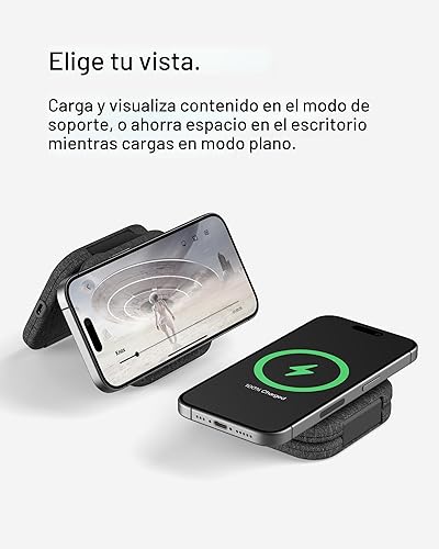Miniatura 6 de Belkin Almohadilla de viaje de carga magnética 2 en 1 de 15 W, estación de carga inalámbrica plegable con certificación Qi2 compatible con MagSafe,