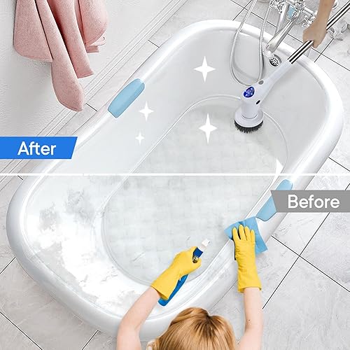 Miniatura 5 de Cepillo giratorio eléctrico para limpieza de ducha, cepillo de limpieza de baño inalámbrico para bañera, inodoro, suelo, cocina, baño, esenciales